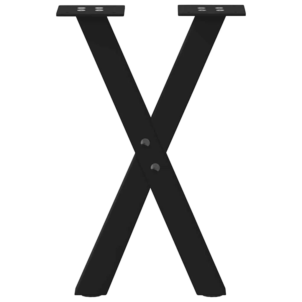 Set di 2 gambe per tavolino da caffè a forma di X con piedini regolabili 28 x 42 cm acciaio nero 02_0057163