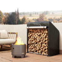 Portalegna da Esterno 100x60x110 cm in Acciaio Rinforzato con Copertura Impermeabile Nero