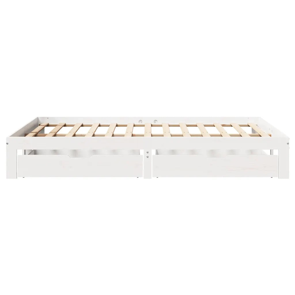 vidaXL Giroletto con Cassetti Bianco 150x200 cm Legno Massello di Pino