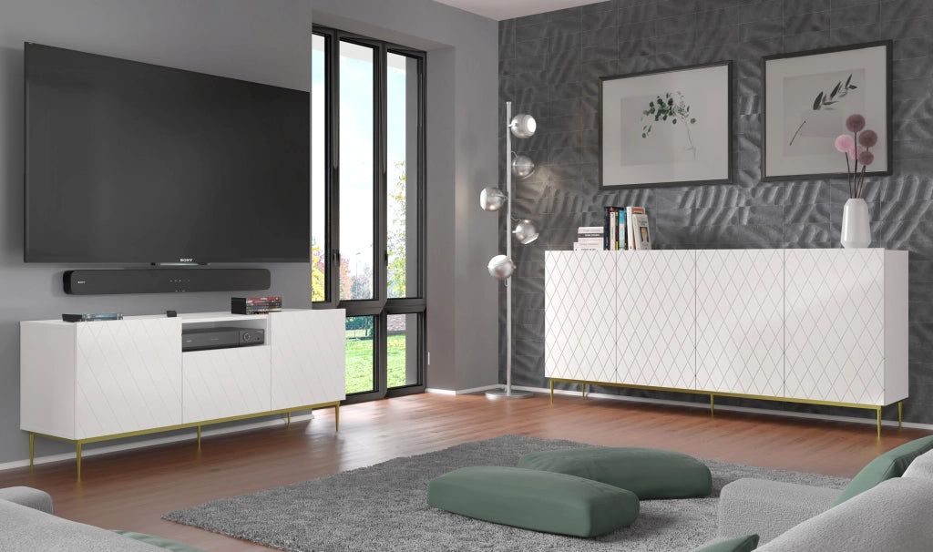 MOBILE DIUNA KOM4D 192 BIANCO OPACO GAMBE NERE