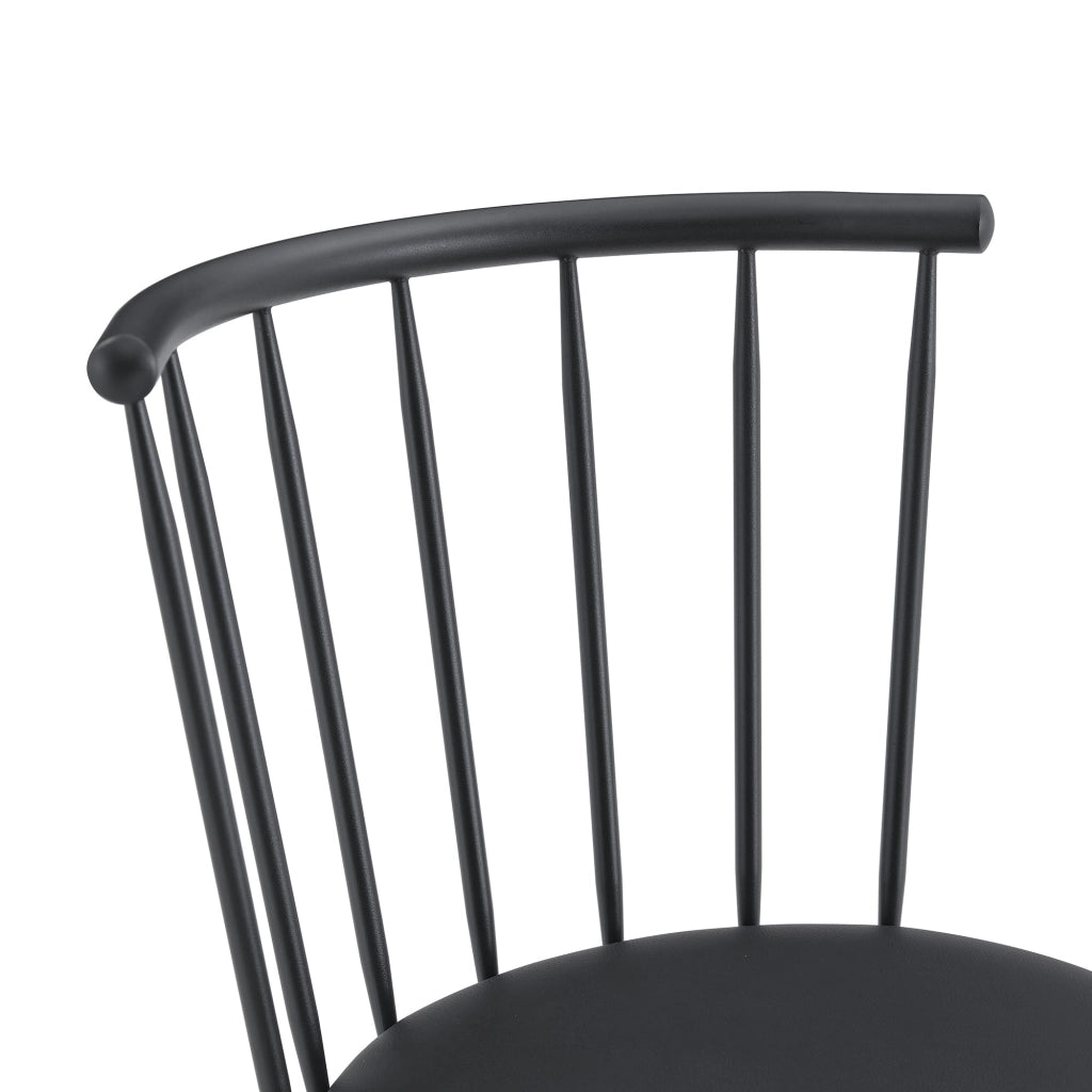 Sgabello da bar nero in metallo stile Windsor con seduta imbottita in PU, h 73 cm