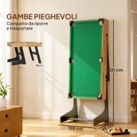 Tavolo da Gioco 13 in 1 Pieghevole con Calciobalilla, Ping Pong, Hockey, Biliardo, Scacchi e Altri, Noce