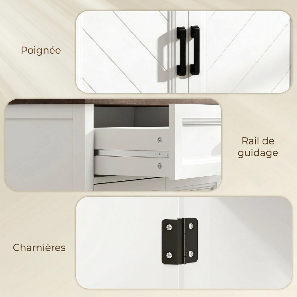 Credenza Ingresso 2 Ante ¨C Xylo ¨C Bianco Legno con Cassetto e Ripiani 76x35x80cm