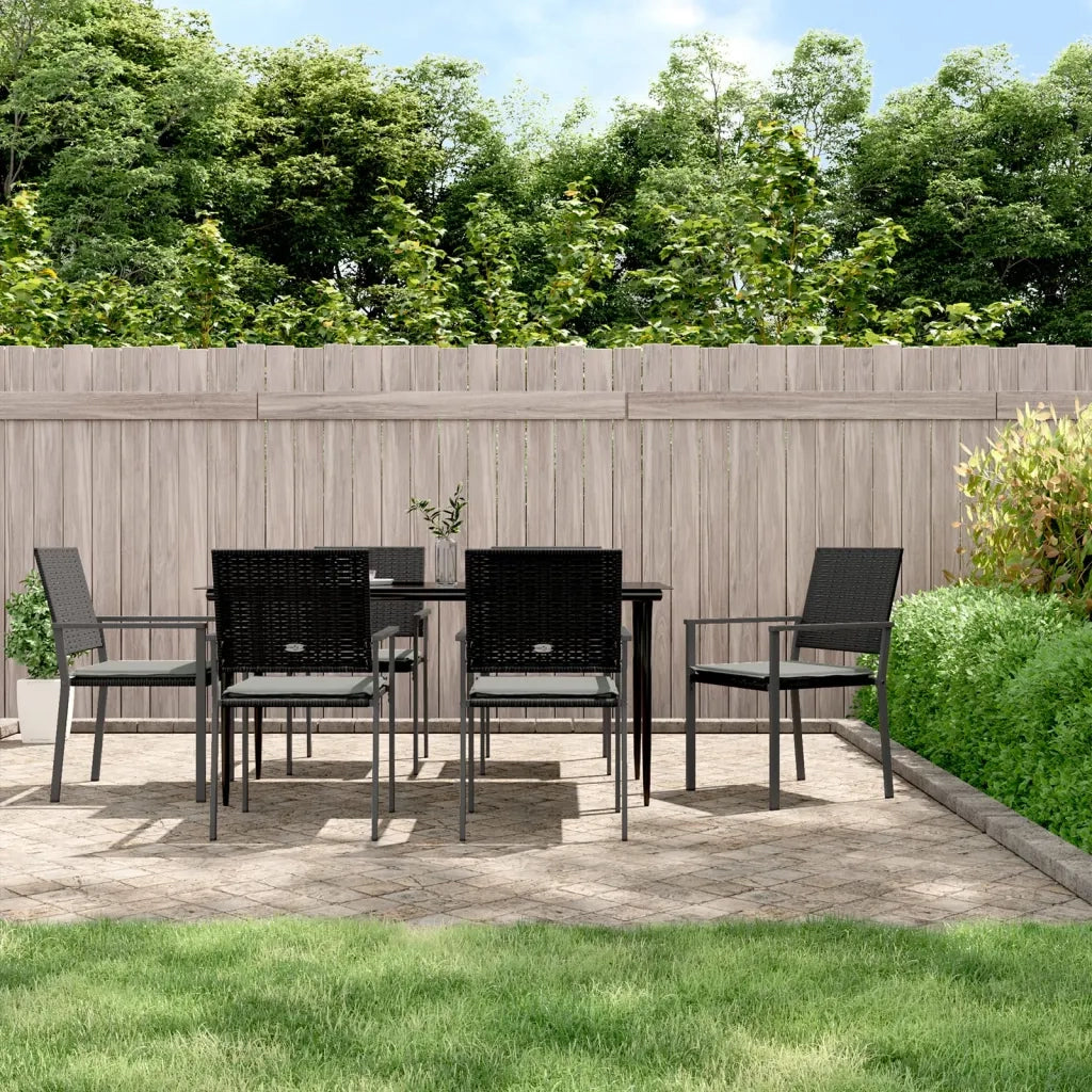 Set Pranzo da Giardino 7 pz con Cuscini in Polyrattan e Acciaiocod mxl 76616