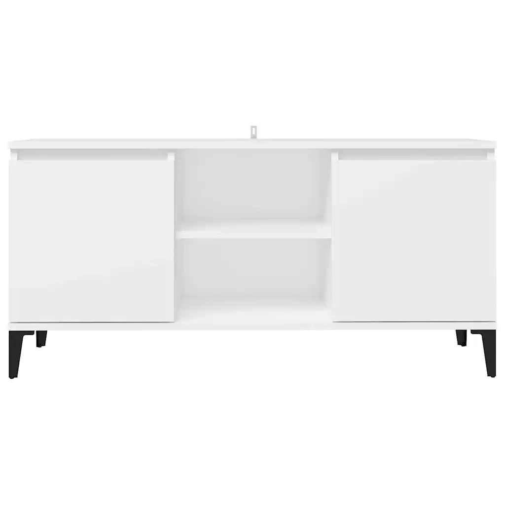 Mobile TV con Gambe in Metallo Bianco 103,5x30x50 cm