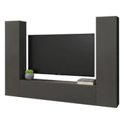 Parete attrezzata Natasha, Set salotto porta TV a 3 ante, Mobile soggiorno multiuso, 100% Made in Italy, cm 260x30h180, Antracite