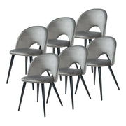 Set Karijoki di 6 Sedie Imbottite da Sala Pranzo Effetto Velluto - Grigio / Nero [en.casa]