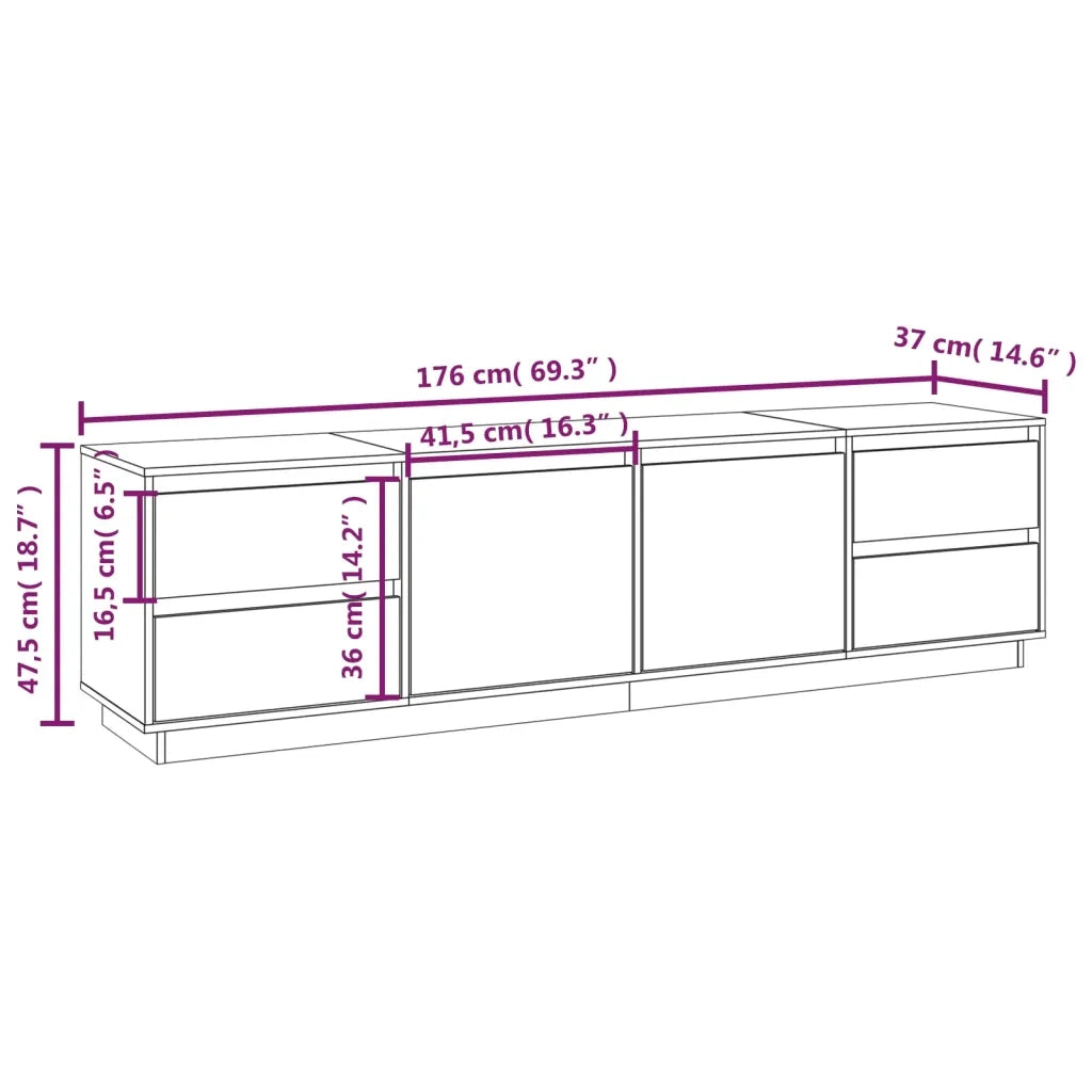 Mobile Porta TV ambra 176x37x47,5 cm in Legno Massello di Pino 814322