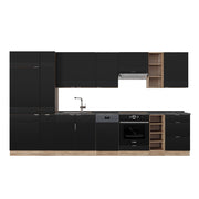 Cucina componibile Fame-Line Nero rigato/Rovere dorato 355 cm, PL Antracite Vicco