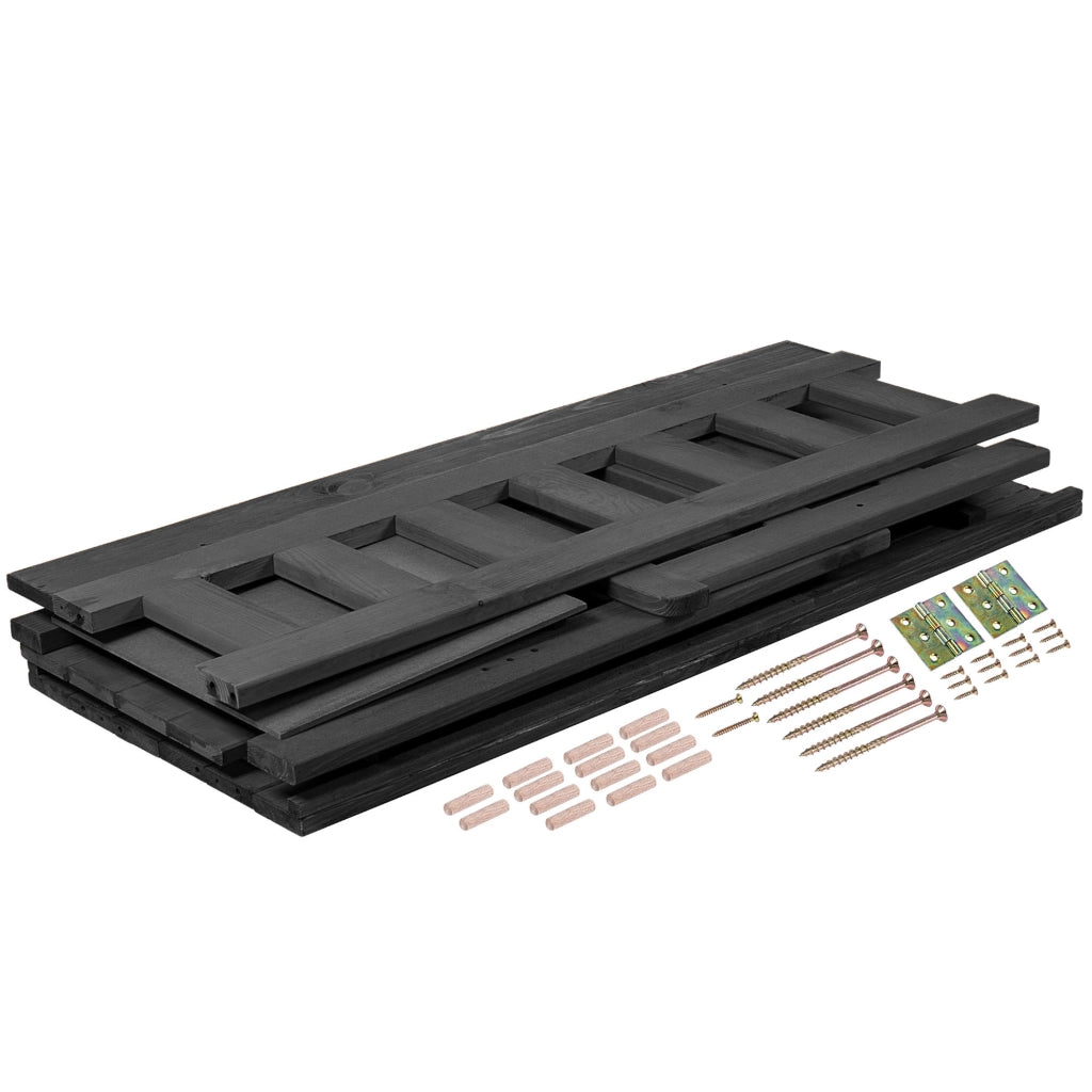Panchina da giardino in legno KADAX con schienale, 120 cm, con contenitore, per terrazzo o balcone, colore antracite.