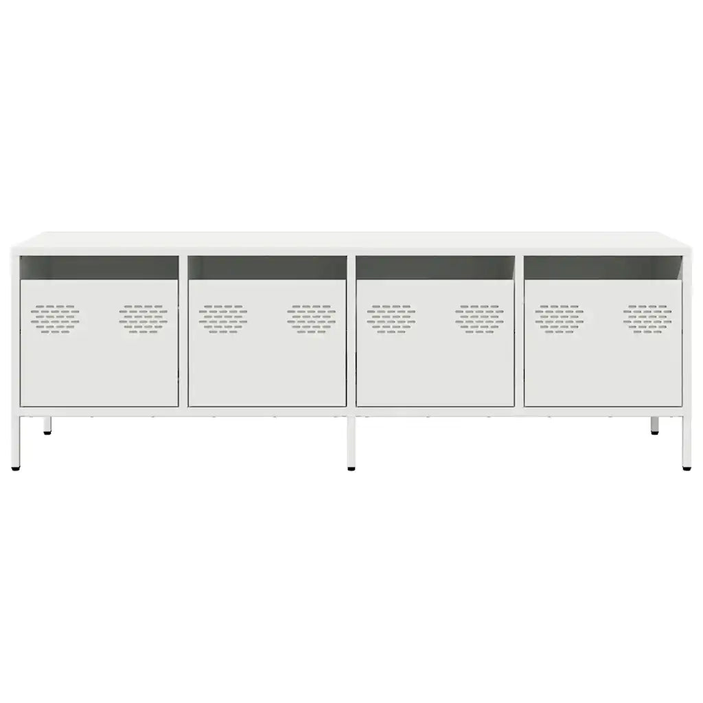 Mobile TV Bianco 135x39x43,5 cm in Acciaio Laminato a Freddo 851309