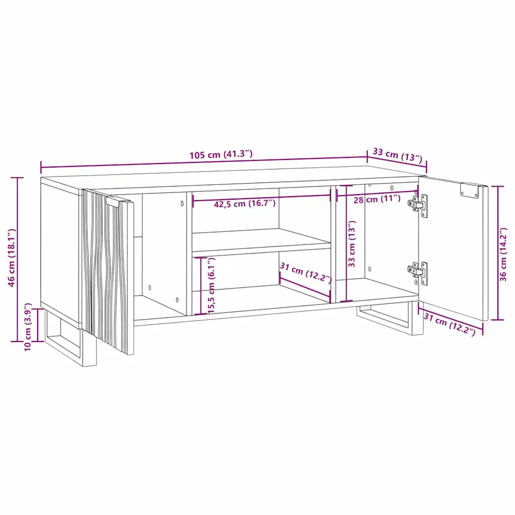 vidaXL Mobile TV Bianco 160 x 30 x 30.5 cm legno massello di mango