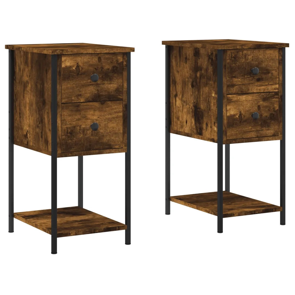 Comodini 2 pz Rovere Fumo 32x42x70 cm in Legno Multistratocod mxl 78366