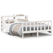 Letto matrimoniale | Letto per adulti | Letto senza Materasso Bianco 150x200 cm Legno Massello di Pino