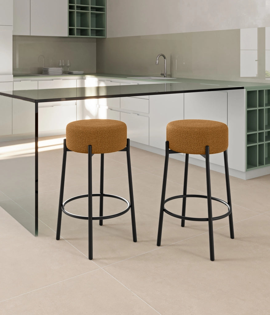 Set 2 Sgabelli Syd 41x41x67 cm in Tessuto Ocra
