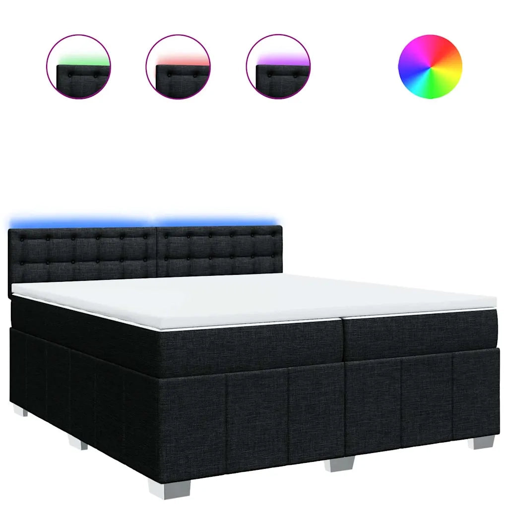 vidaXL Giroletto a Molle con Materasso Nero 200x200 cm in Tessuto