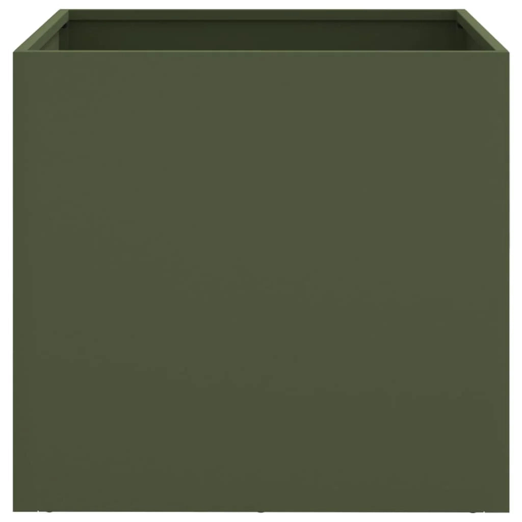 Aiuola/fioriera rialzata color oliva per piante fiori e patio 42 x 40 x 39 cm acciaio verde 02_0038699