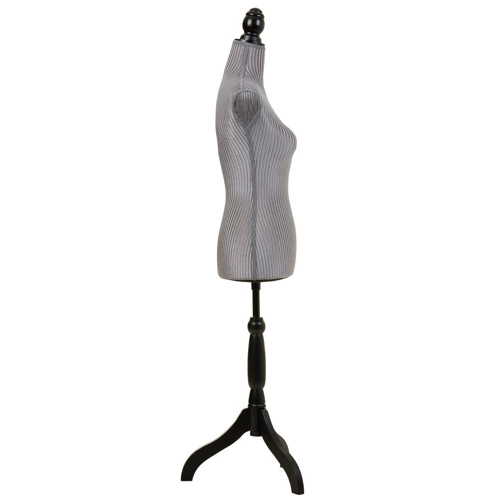 Manichino in legno e schiuma rivestito in tessuto grigio 24x37,5x168h