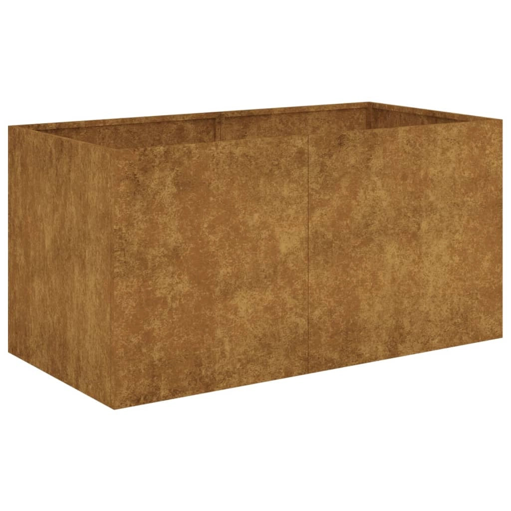 Portavaso per fioriera aiuola rialzata piante fiori terrazzo giardino 80 x 40 x 40 cm acciaio corten marrone 02_0037868