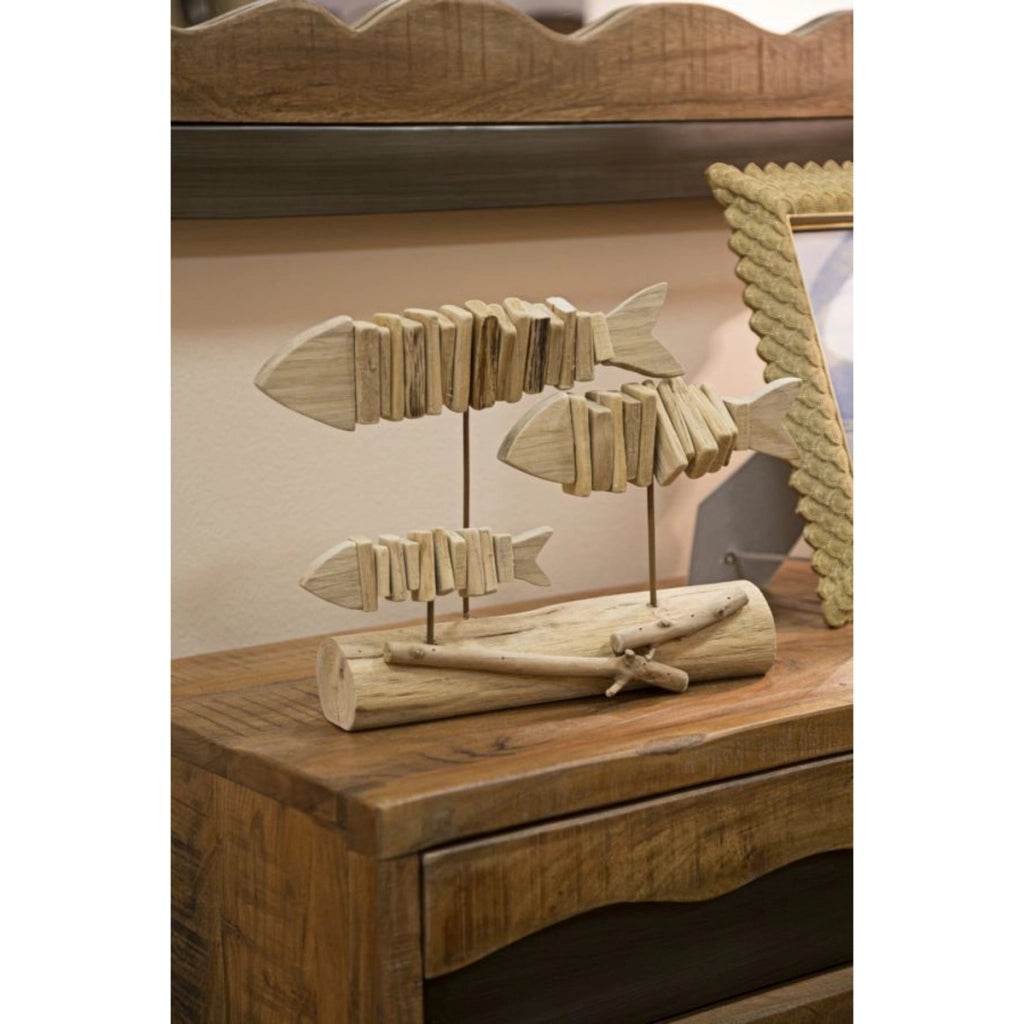 Scultura Pesce 11, Marrone, Legno, 37x10x24 cm