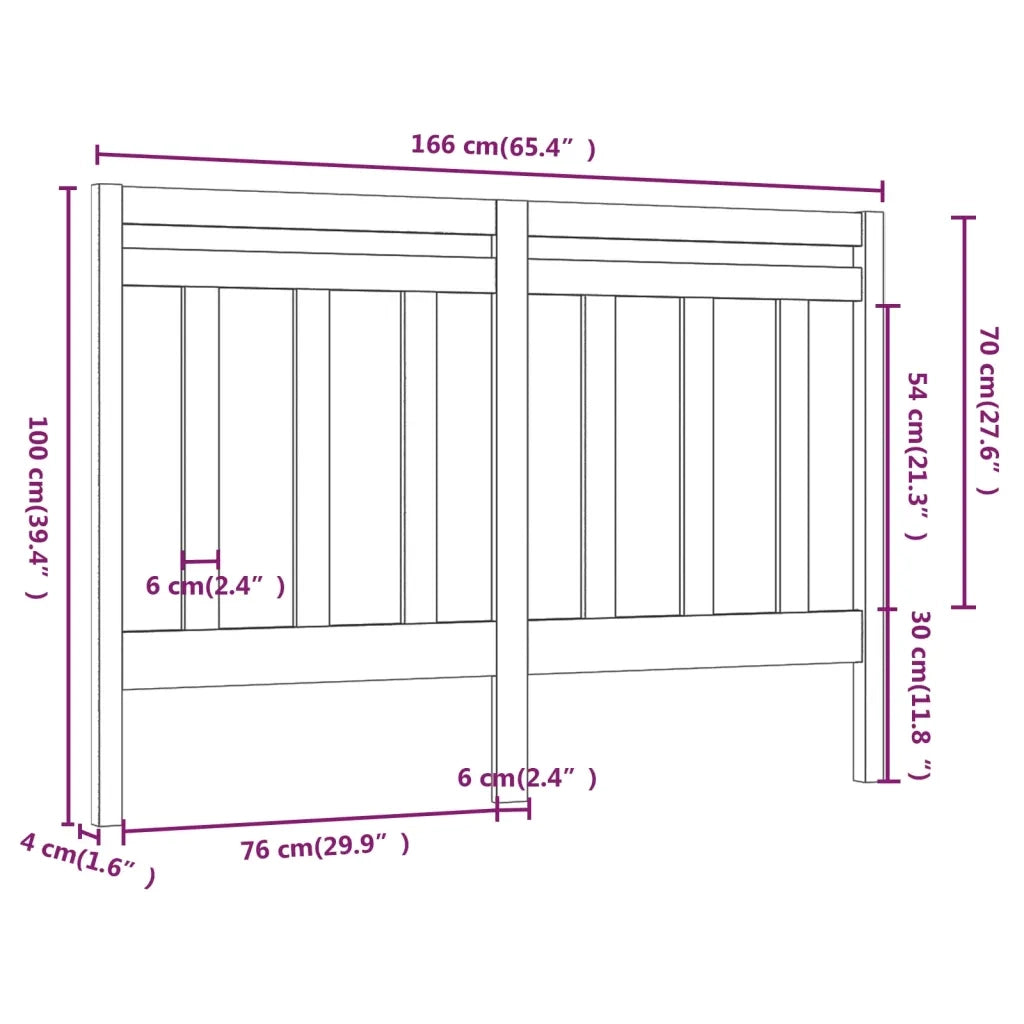 Testiera per Letto-Testata-Testiera Decorativa Nera 166x4x100 cm in Legno Massello di Pino 837036
