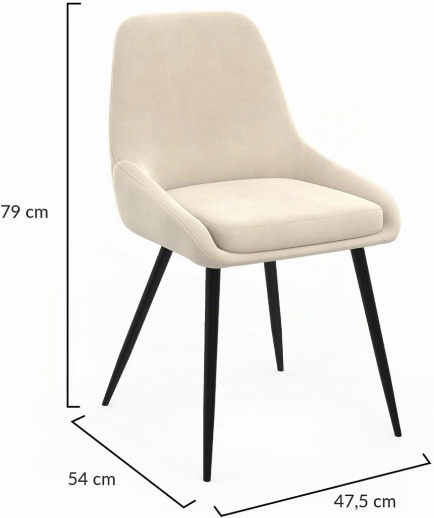 Lote de 4 sillas THALYA de terciopelo beige con medio reposabrazos