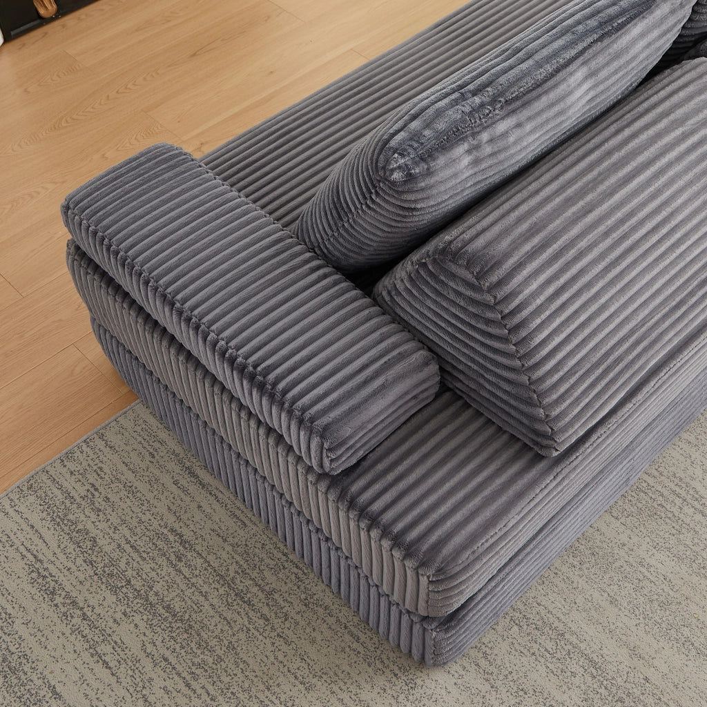 DIVANO Modulare 211 cm Grigio in Corduroy e Schiuma, Convertibile in Letto