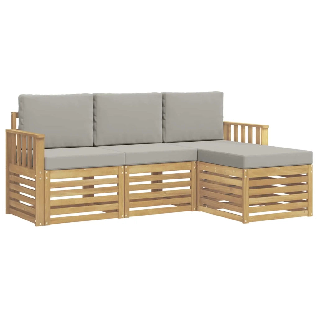 Set di divani da esterno 4 pcs Bianco e Grigio Chiaro