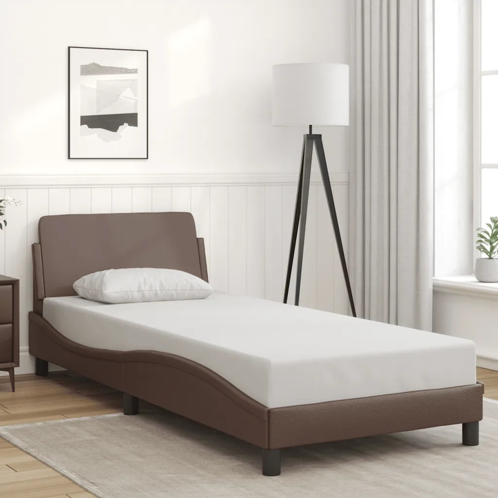 vidaXL Giroletto con Testiera Marrone 90x190 cm in Similpelle