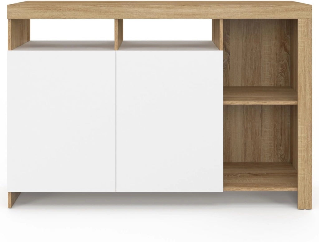 Credenza MALO 110 cm, legno e ante bianche