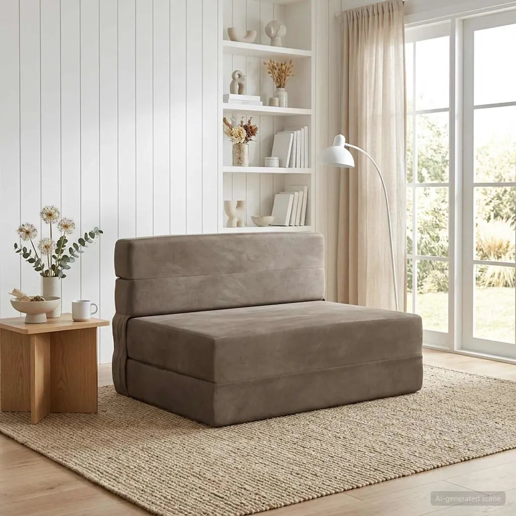 Divano Letto Pieghevole Grigio Chiaro 70 x 72 x 60 cm Tessuto