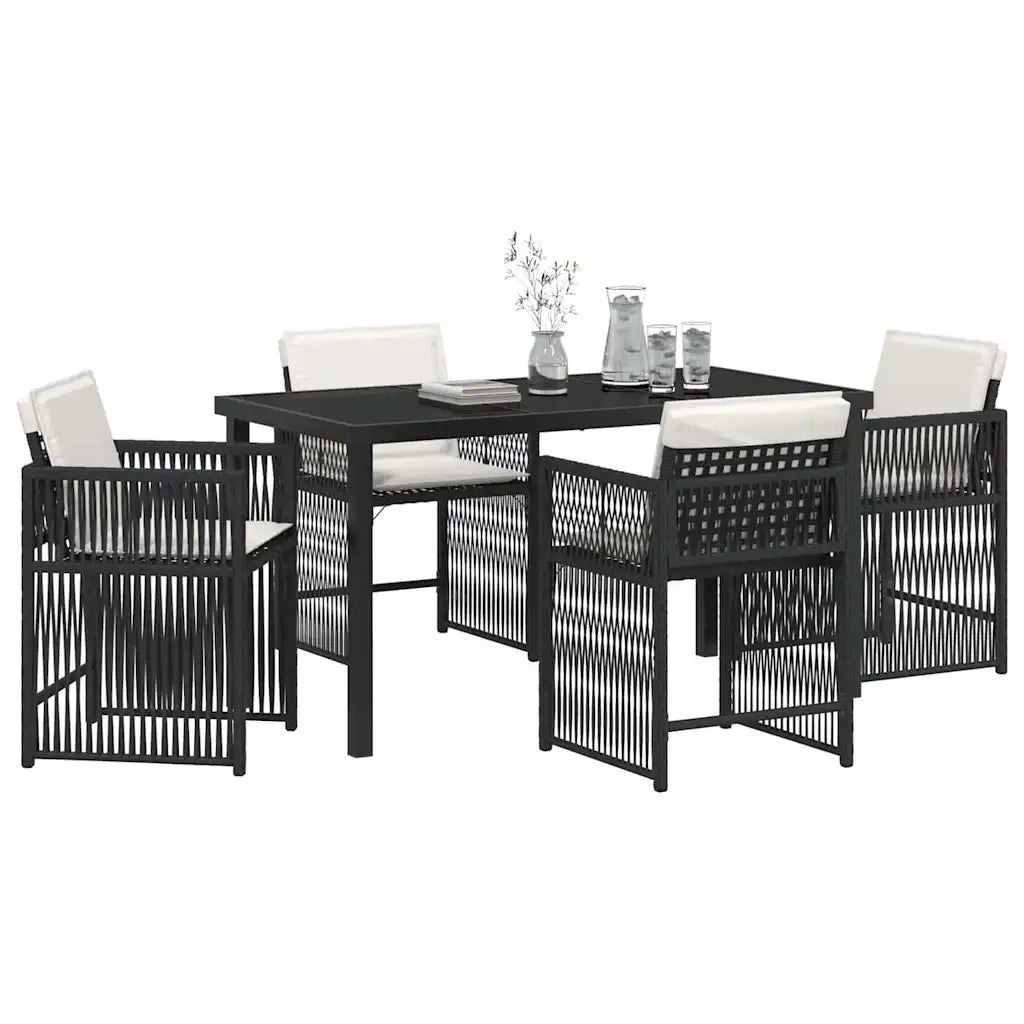 Set da Pranzo per Giardino 5 pcs Nero polyrattan 3380770