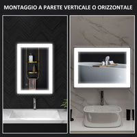 Specchio da Bagno 70x3x50 cm Illuminato a LED 3 Tonalità Cornice in Alluminio Nero