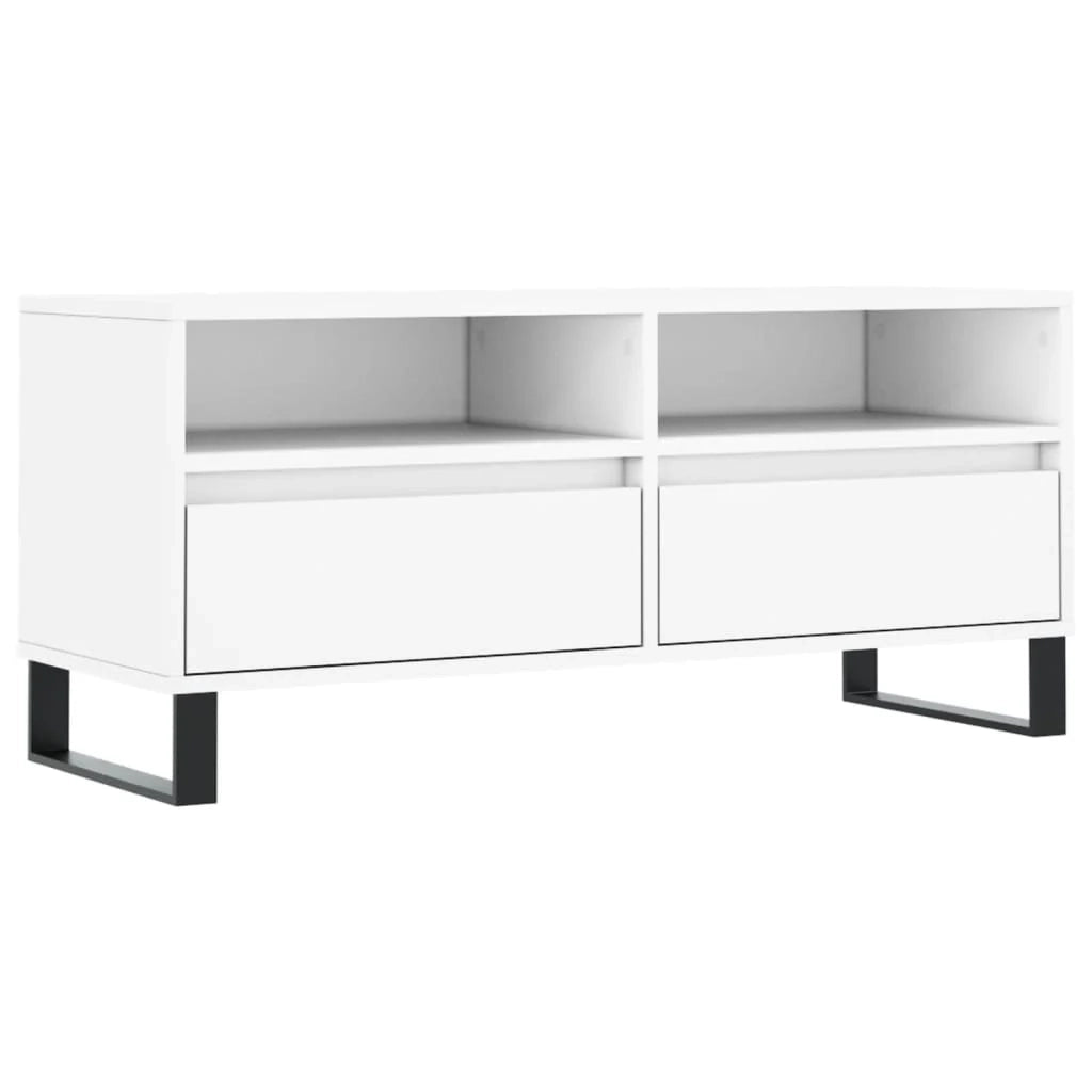 Mobile TV multimediale mensola TV credenza mobile TV sala da pranzo soggiorno camera da letto 100 x 34,5 x 44,5 cm legno ingegnerizzato bianco 02_0025470