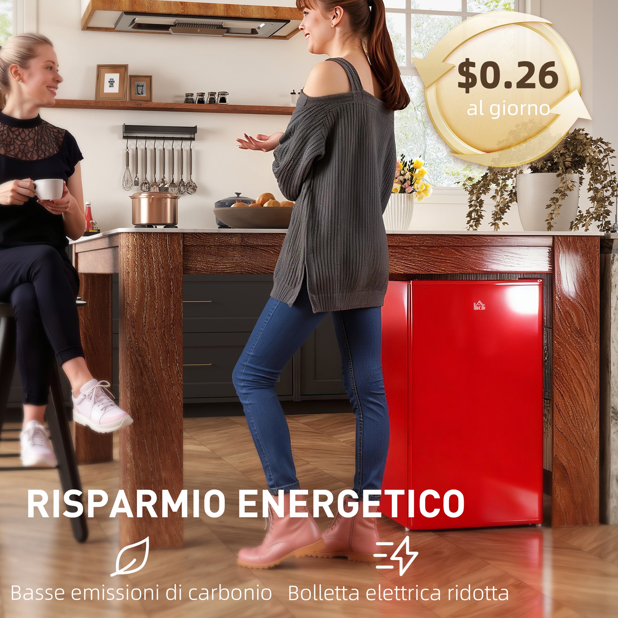 Frigorifero Piccolo 91L MonoPorta Reversibile con Congelatore e Temperatura Regolabile Rosso