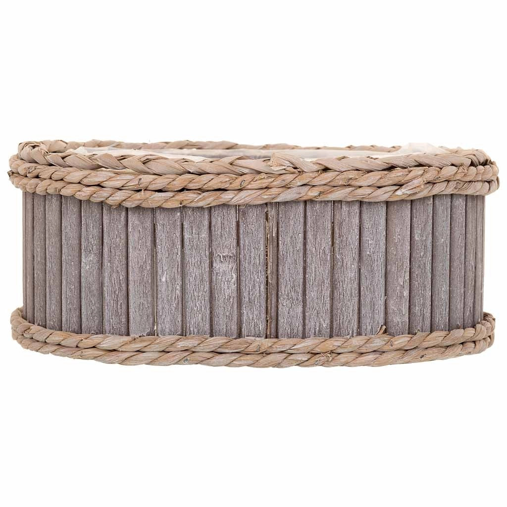 Set di 3 cestini ovali in legno grigio