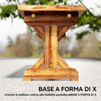 Panca da Giardino 2 Posti 114x40x46 cm Senza Schienale in Stile Rustico in Legno di Abete