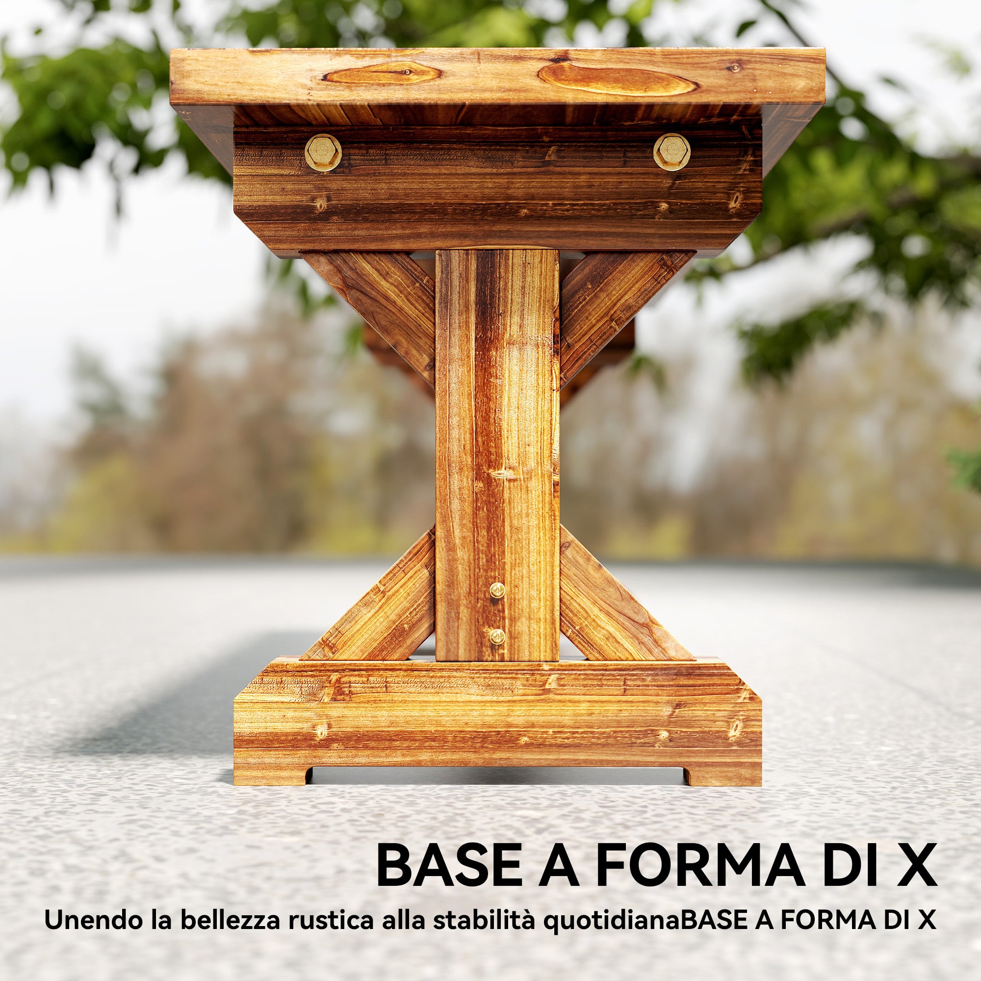 Panca da Giardino 2 Posti 114x40x46 cm Senza Schienale in Stile Rustico in Legno di Abete