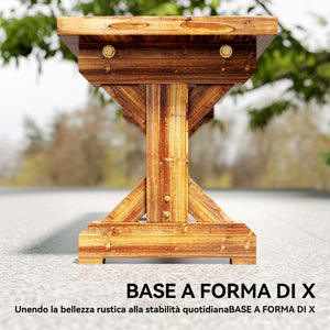 Panca da Giardino 2 Posti 114x40x46 cm Senza Schienale in Stile Rustico in Legno di Abete