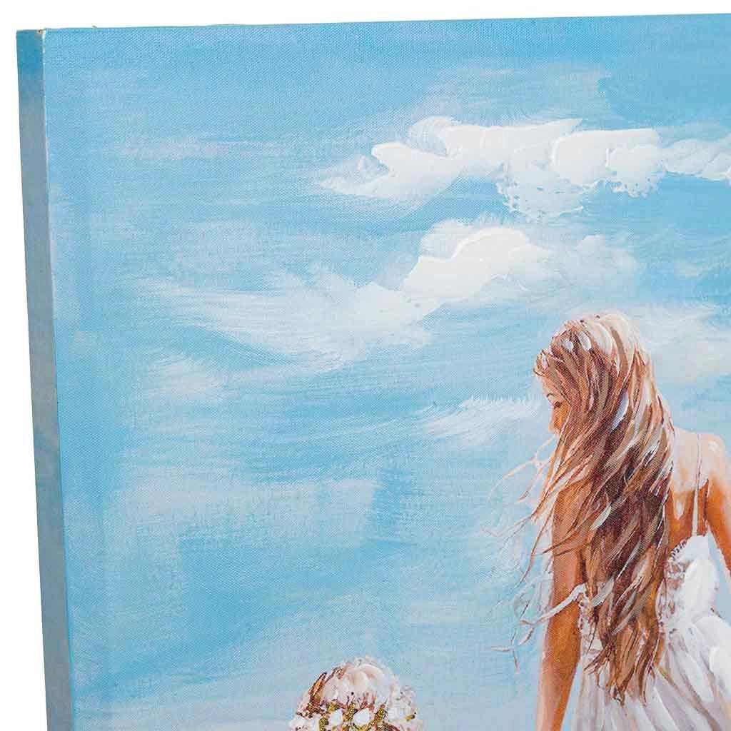 Quadro dipinto a mano con rilievo blu 60x120x3h