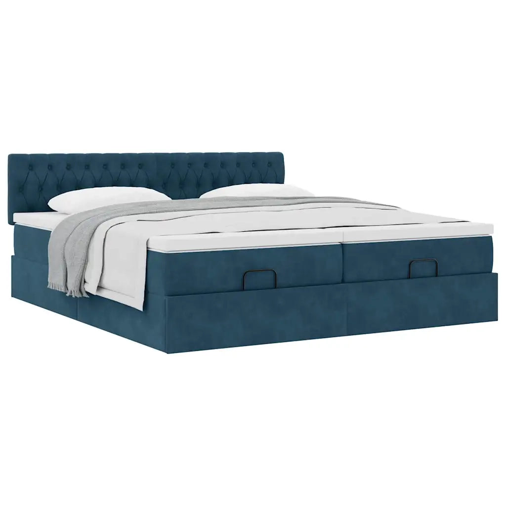 Struttura Letto Pouf con Materassi 180x200 cm Velluto 3312096