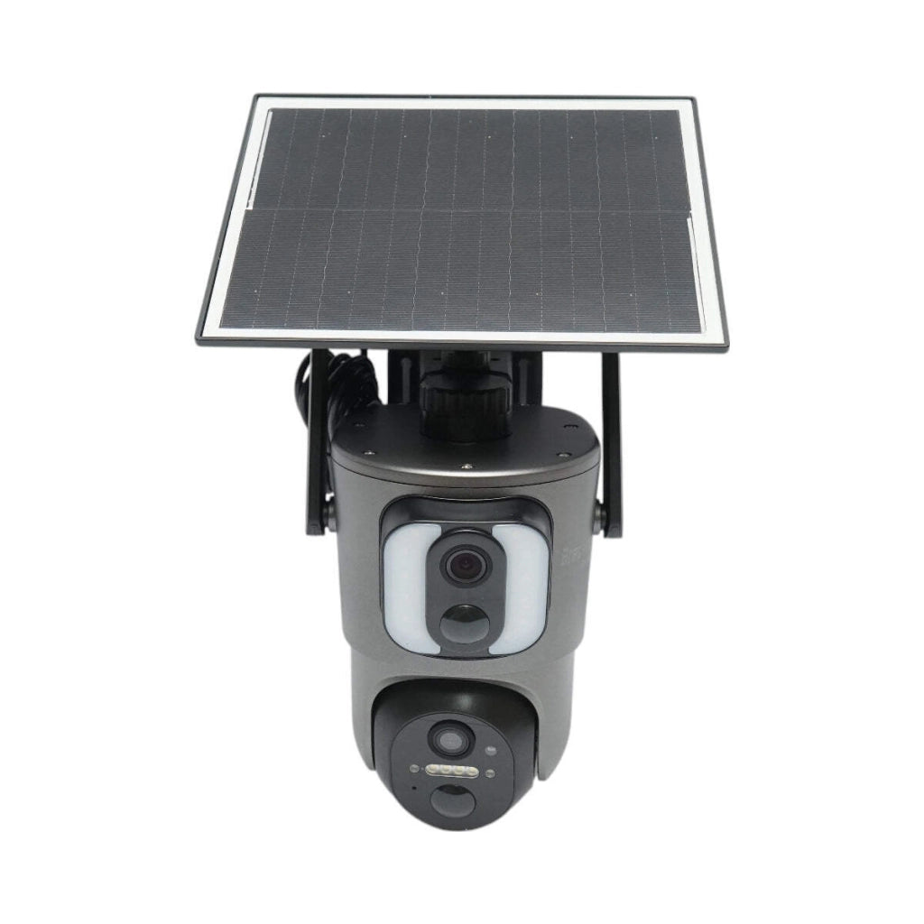 Telecamera di sorveglianza con lente doppia 6 MP, 4G, WIFI 2.4 GHz, pannello solare, batteria da 13.500 mAh, controllo PTZ, sensore di movimento, rilevamento umano PIR, visione notturna IR intelligente e applicazione Ubox