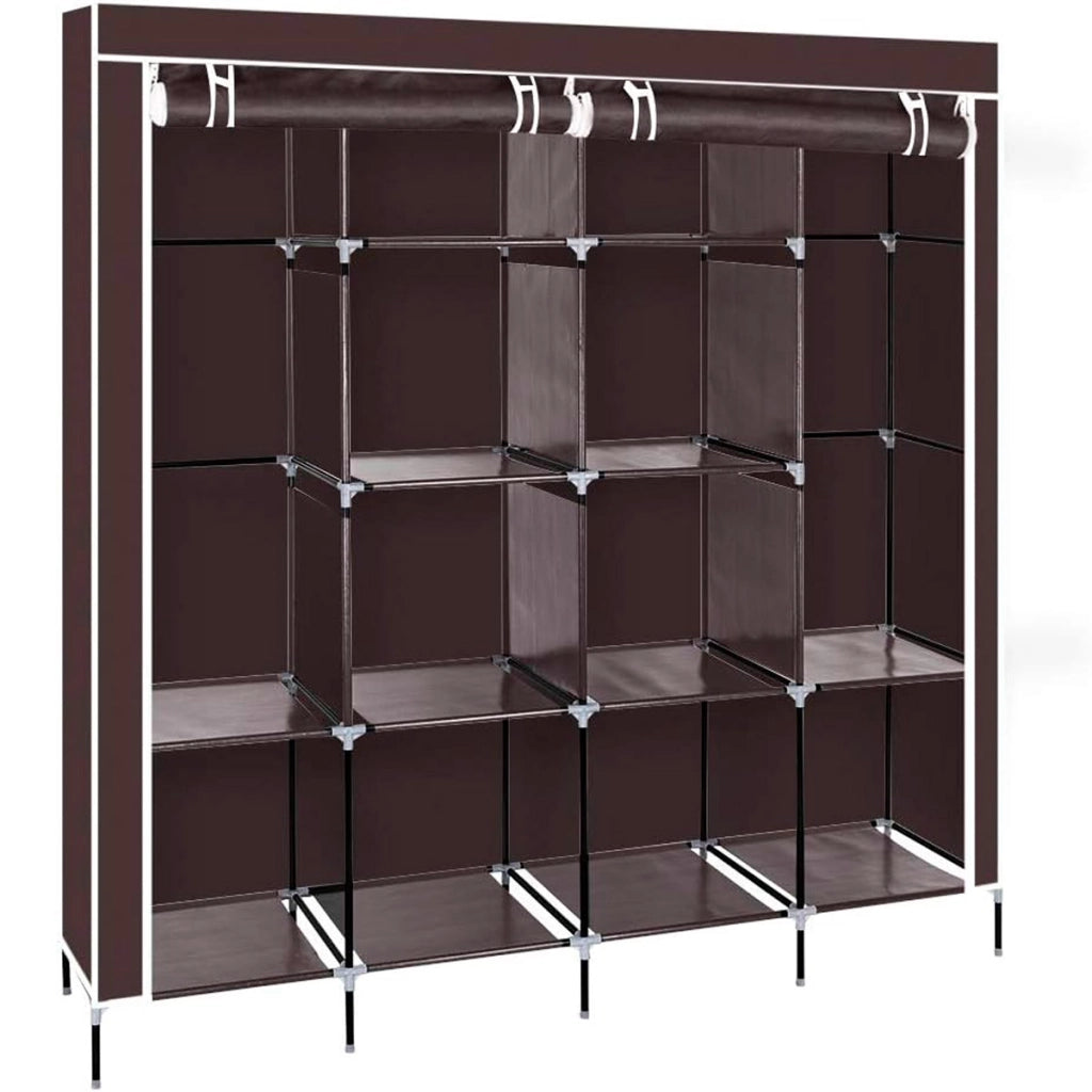 Armadio Vestiario In Tessuto Con Ante Con Cerniera E Tasche Laterali Nyana Home Misure 170x167x45cm Marrone