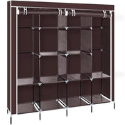 Armadio Vestiario In Tessuto Con Ante Con Cerniera E Tasche Laterali Nyana Home Misure 170x167x45cm Marrone