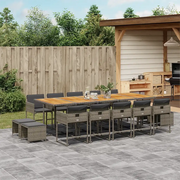 Set da Pranzo da Giardino 15 pz con Cuscini Grigio Polyrattan 3211358