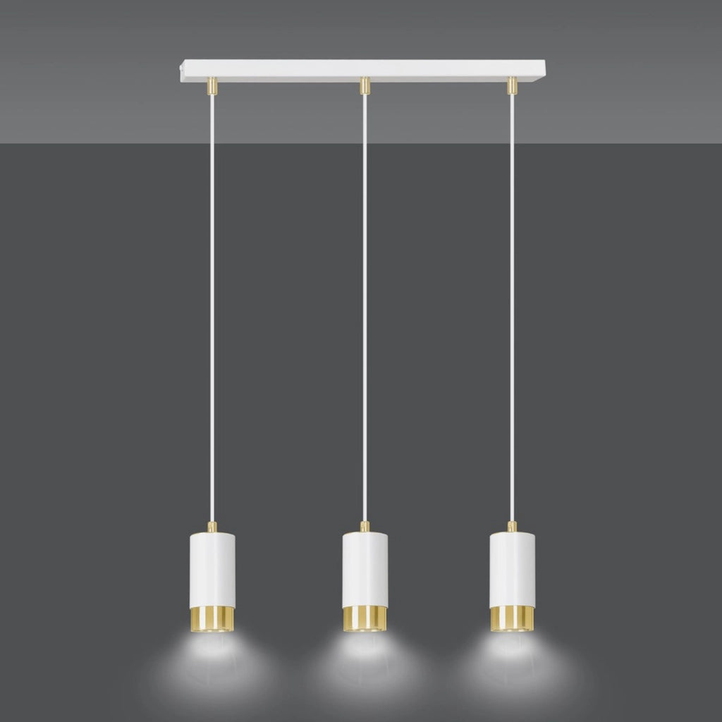 Lampada a sospensione Fumiko in acciaio bianco e oro