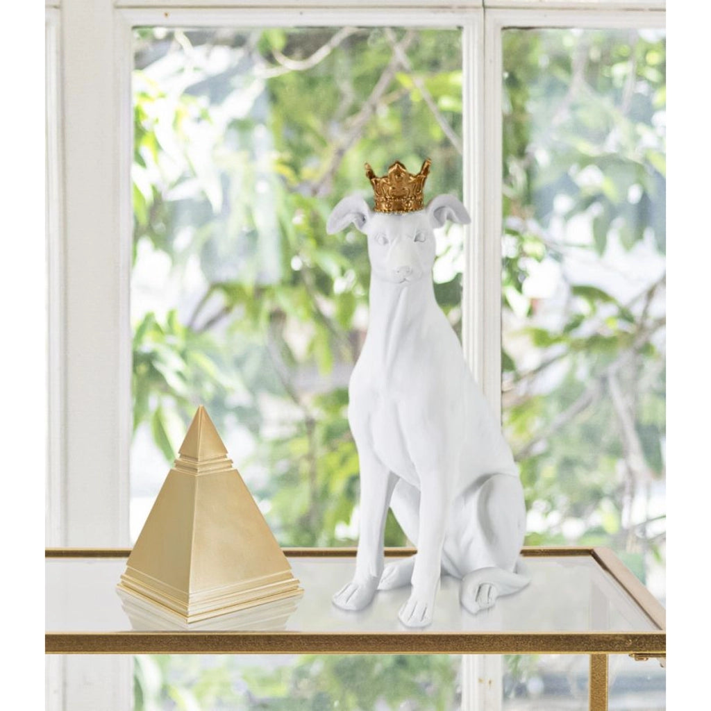 Scultura Cane 2, Bianco, Poliresina, 20x12,5x33 cm