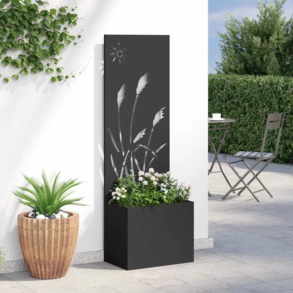 vidaXL Vaso da Giardino con Pannello Decorativo Nero 50 x 140 cm