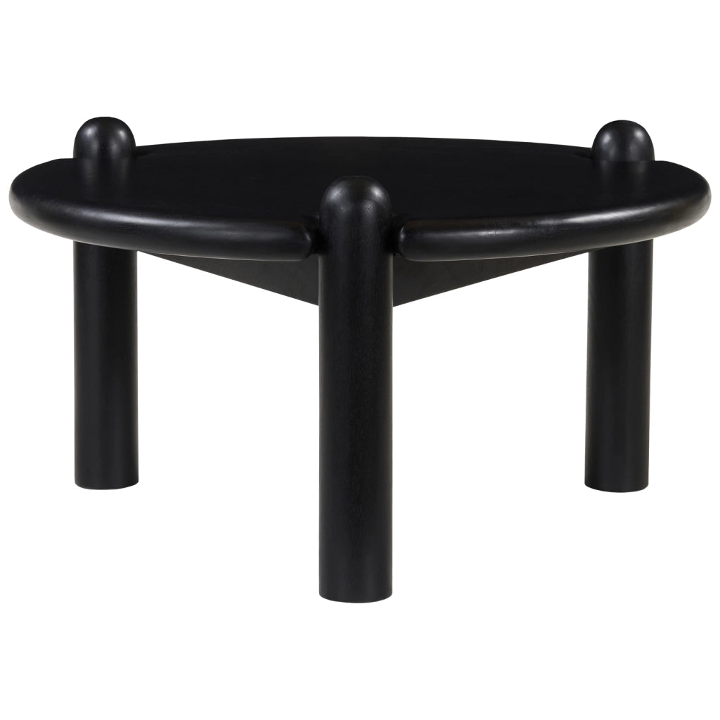 Tavolino rotondo in legno massello di mango nero TORI