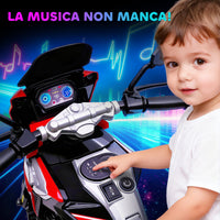 Moto Elettrica per Bambini 12V con Rotelle Specchietti e Poggiapiedi in PP e Metallo Rosso